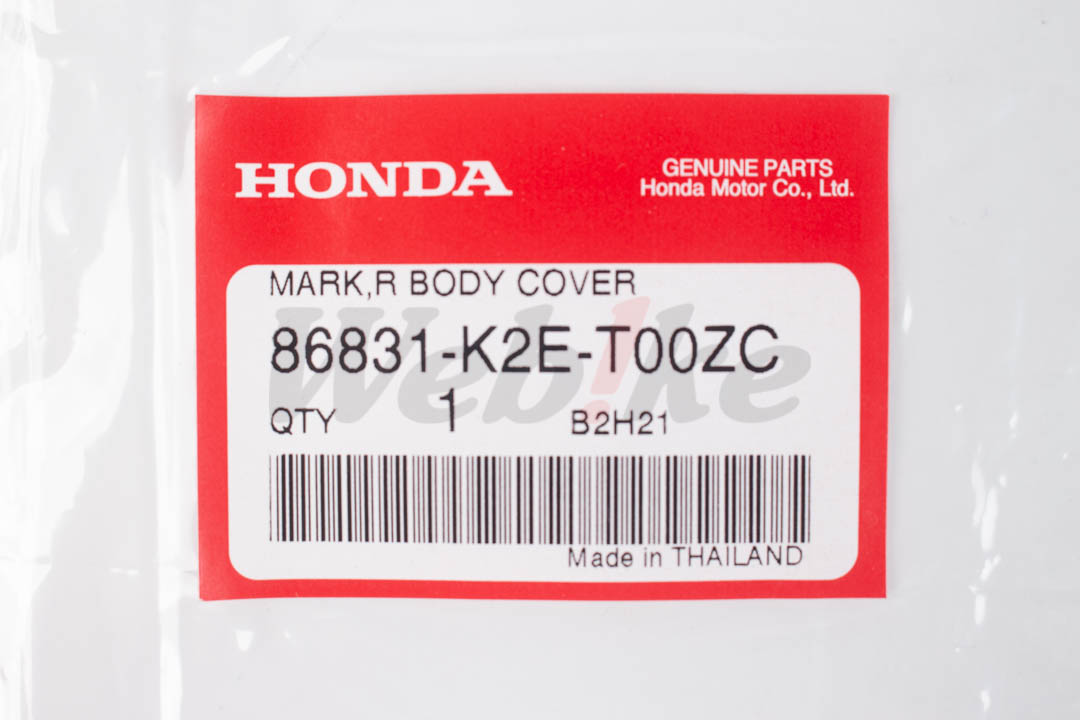【HONDA Thailand 原廠零件】右車身標誌貼紙 86831-K2E-T00ZC