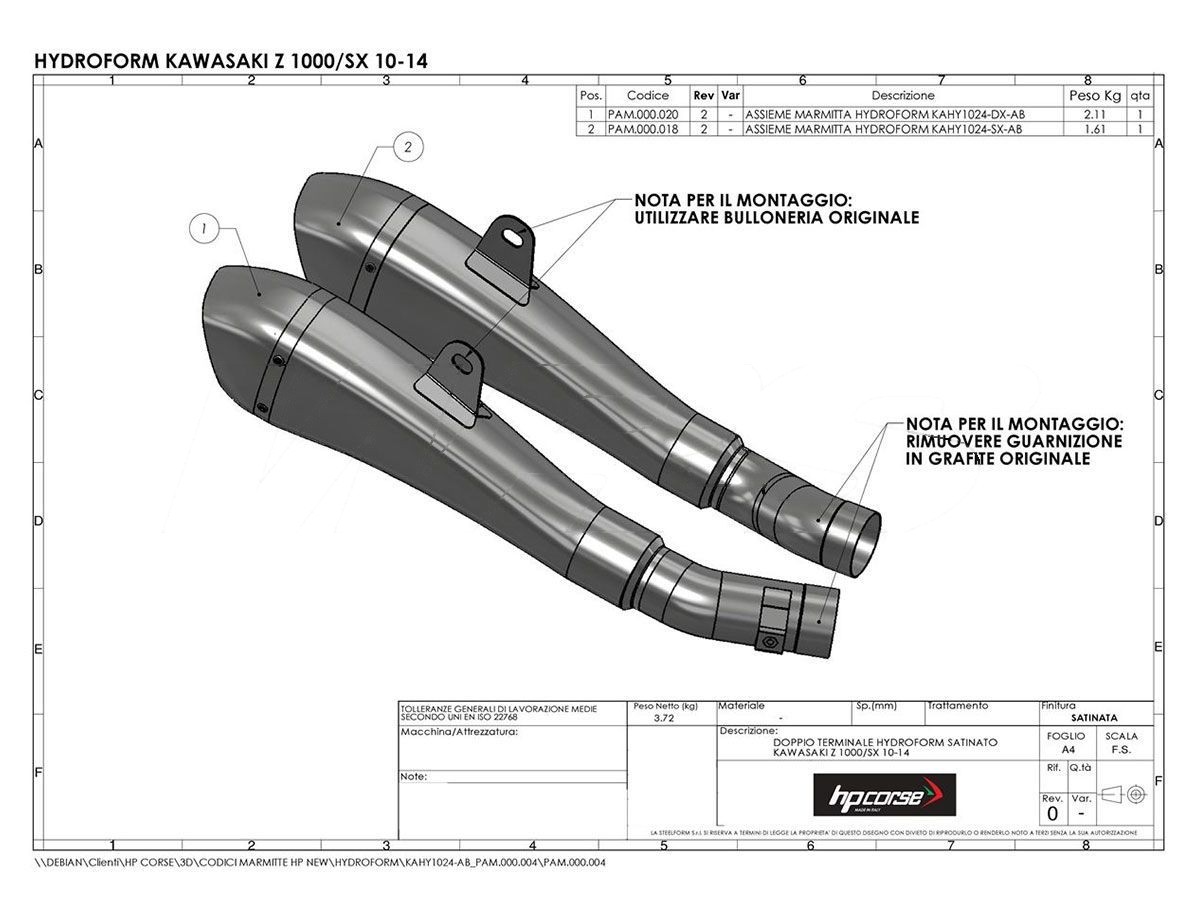 【HP Corse】HYDROFORM尾段排氣管 (緞面不銹鋼)| Webike摩托百貨