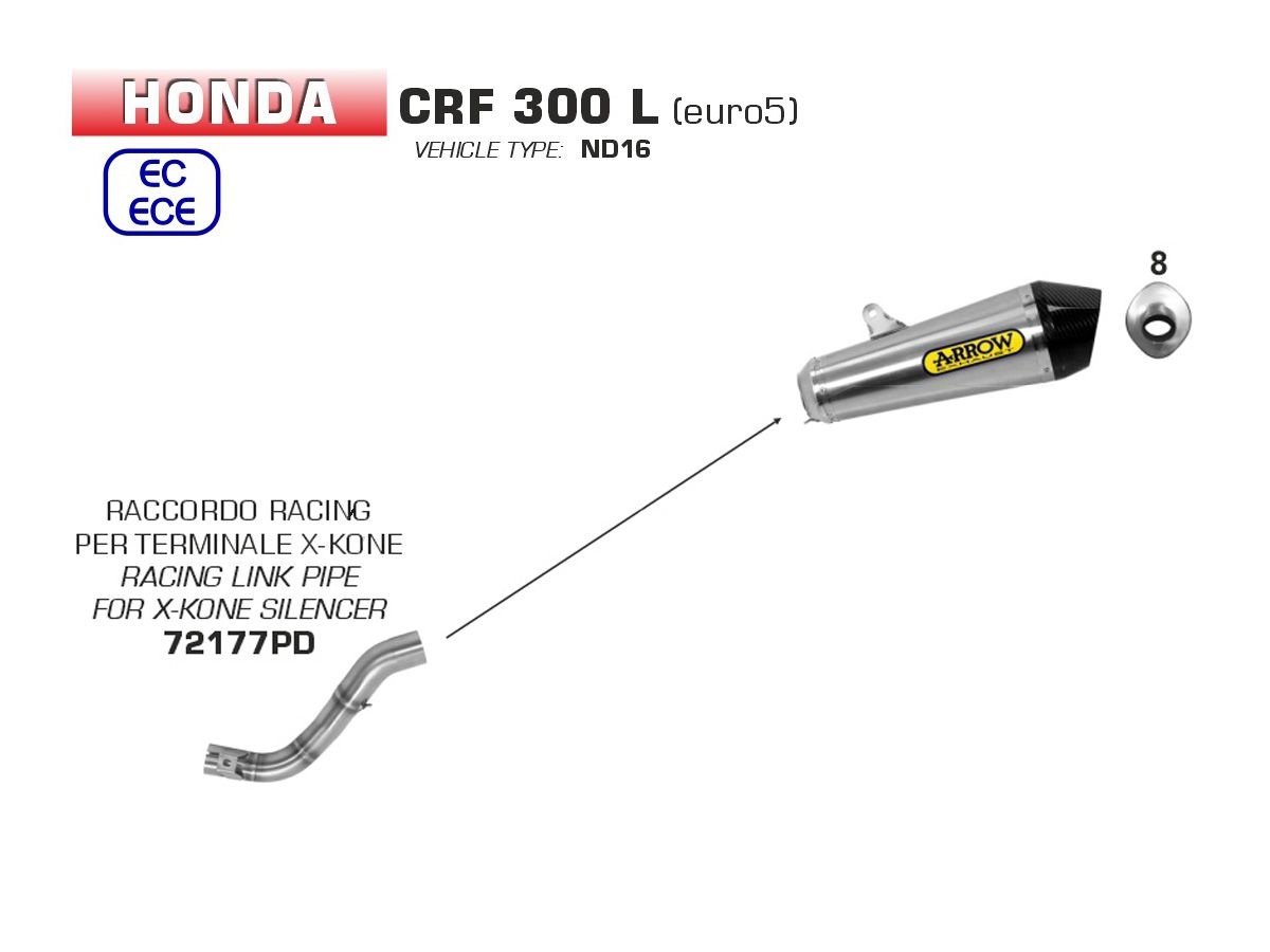 【ARROW】連結管 適用：X-KONE 排氣管尾段 不鏽鋼 Honda CRF 300 L 2021| Webike摩托百貨