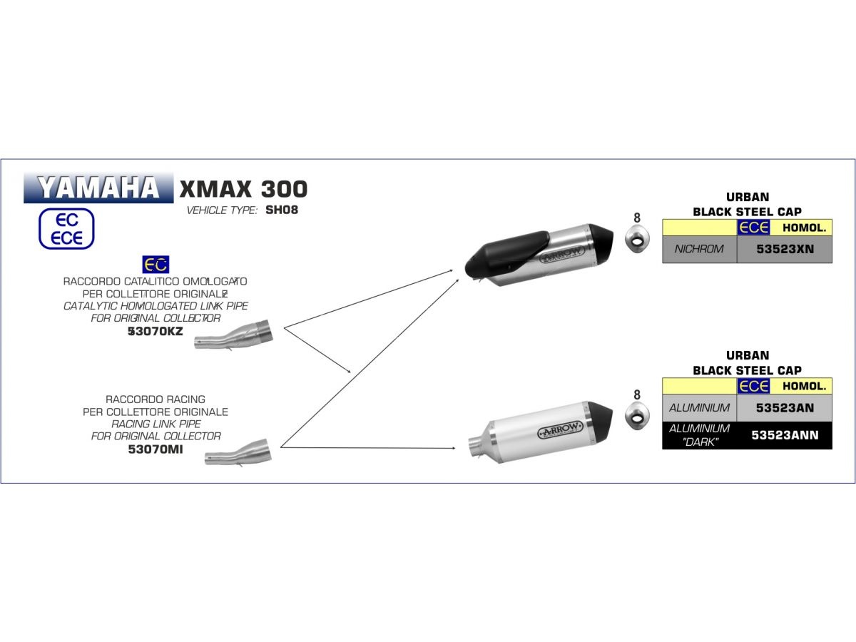 【ARROW】URBAN尾段排氣管 (不鏽鋼材質) Yamaha X-MAX 300 2017-2020| Webike摩托百貨