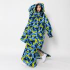 【Outperform】長版風雨衣+雨裙 背包款 (塗鴉藍迷彩)| Webike摩托百貨