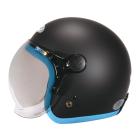 【ZEUS 瑞獅】ZS-382C 復古四分之三安全帽 (消光黑-藍條)| Webike摩托百貨