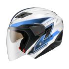 【ZEUS 瑞獅】ZS-611E TT18 四分之三安全帽 (白 / 藍)| Webike摩托百貨