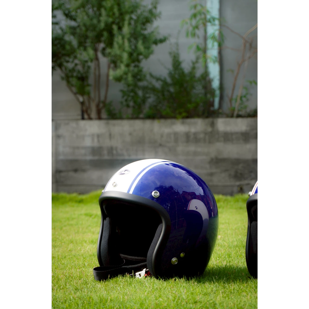 【Gallop kustom kulture】復古四分之三安全帽 (藍白條紋)