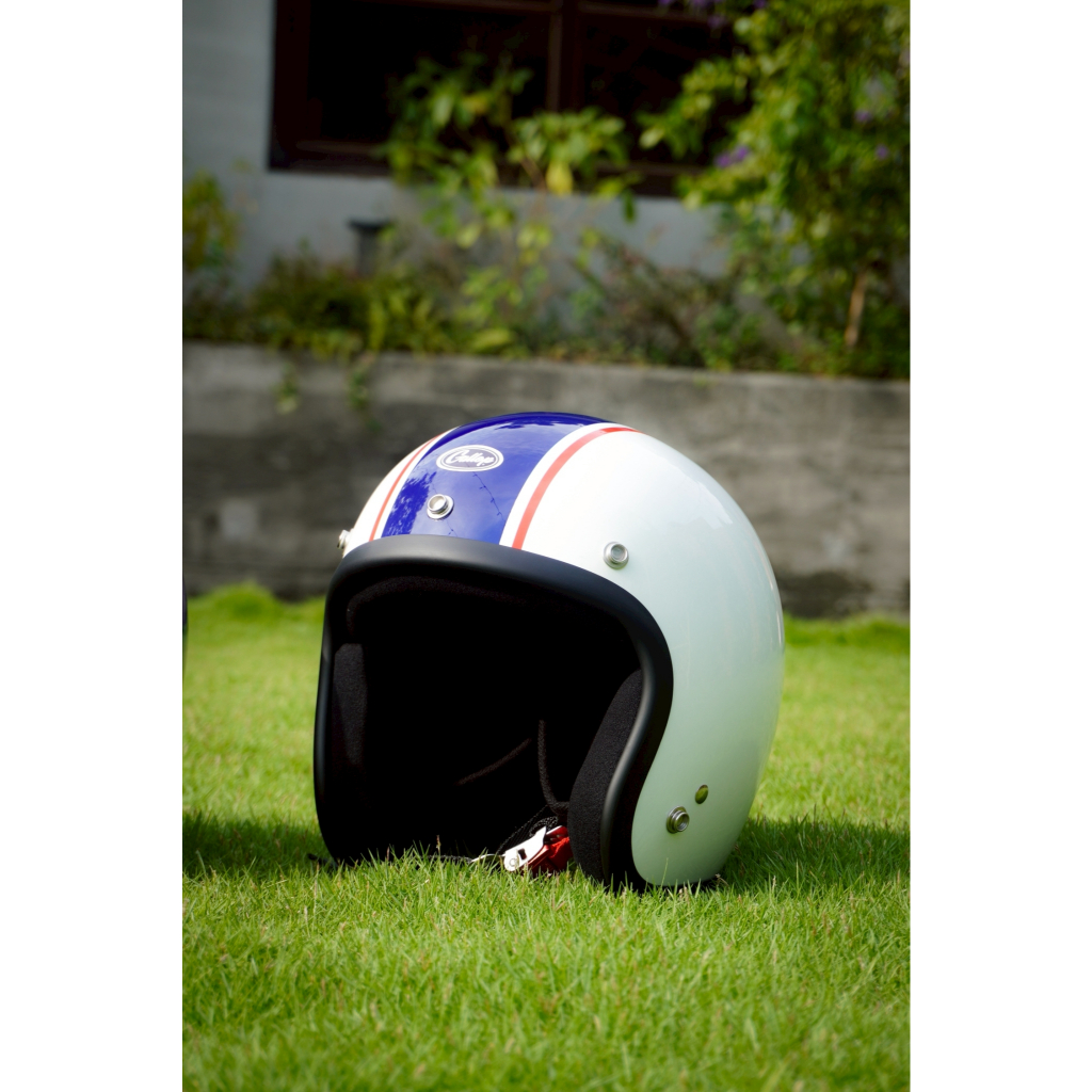 【Gallop kustom kulture】復古半罩安全帽 設計款素色 四分之三安全帽 紅白條紋