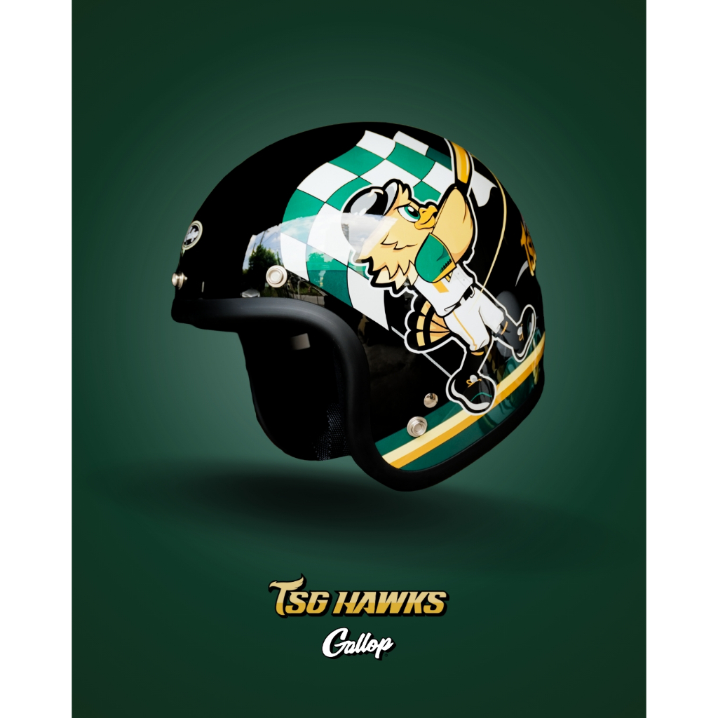 【Gallop kustom kulture】台鋼雄鷹TSG HAWKS聯名安全帽 四分之三半罩安全帽 黑色