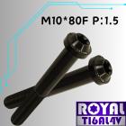 【ROYAL 鈦合金螺絲 】ROYAL 鈦合金 飛碟頭螺絲 M10*80F P1.5 帝王黑| Webike摩托百貨