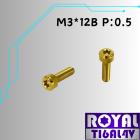 【ROYAL-TI6AL4V】ROYAL 鈦合金 錐形螺絲 M3*12B P:0.5 土豪金| Webike摩托百貨