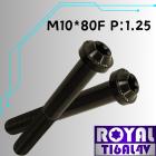 【ROYAL-TI6AL4V】ROYAL 鈦合金 飛碟頭型螺絲 M10*80F P:1.25 帝王黑| Webike摩托百貨