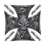 【LETHAL THREAT】Skull Iron Cross 貼紙